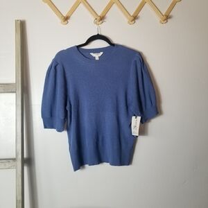 NWT TERRA & SKY PUFFLED SLEEVES BLUE BLOUSE SIZE 1X